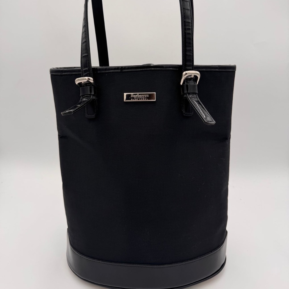 BURBERRYS Blue Label Tote Nylon Bucket Bag Black